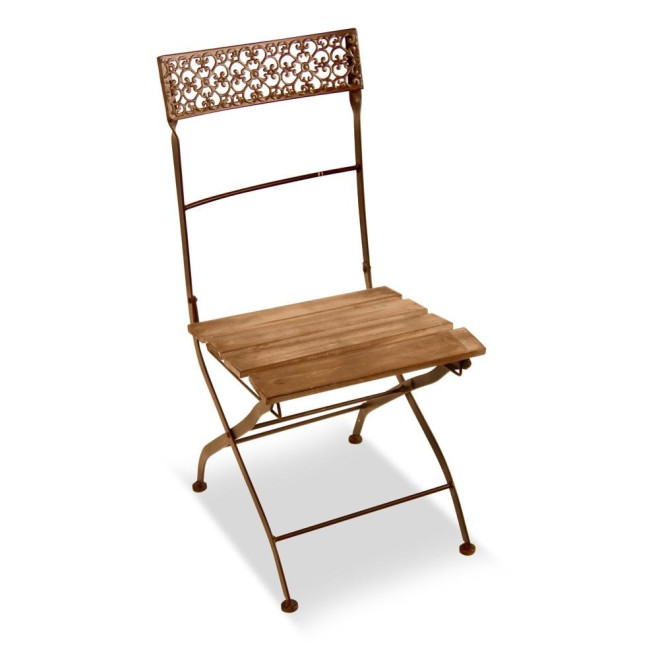 Chaise Bois Fer Forgé Marron 40x50.5x92.5cm