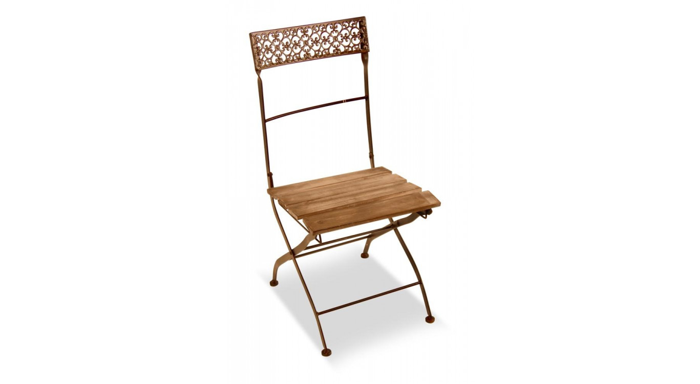 Chaise Bois Fer Forgé Marron 40x50.5x92.5cm