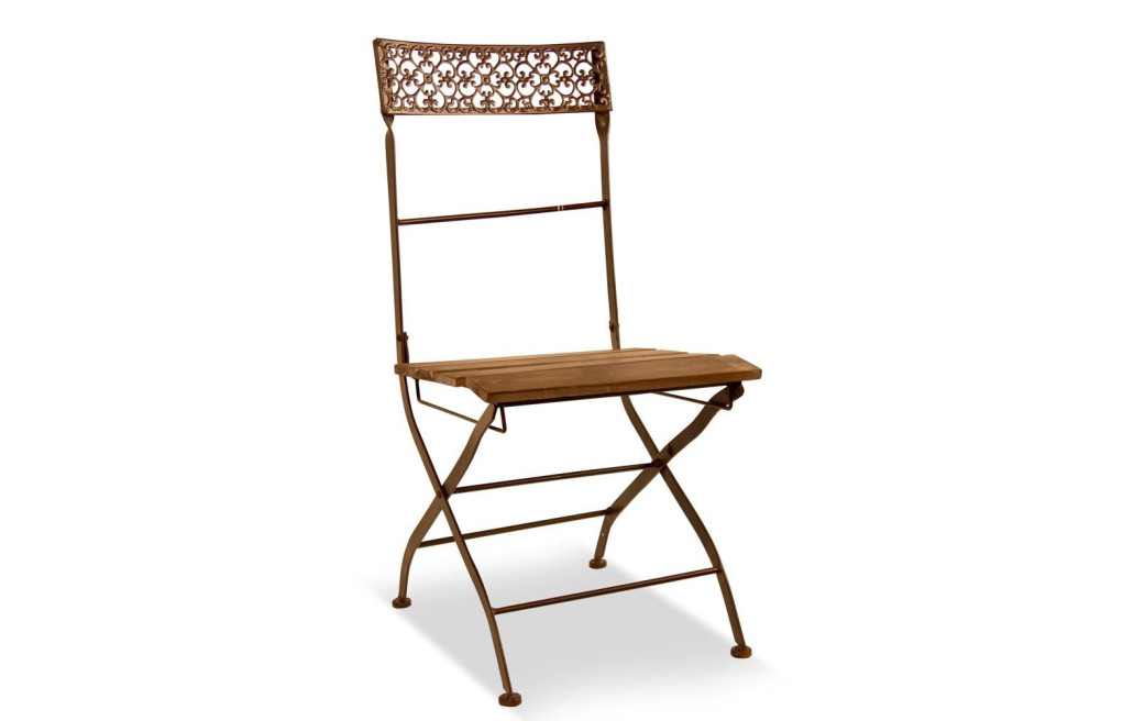 Chaise Bois Fer Forgé Marron 40x50.5x92.5cm