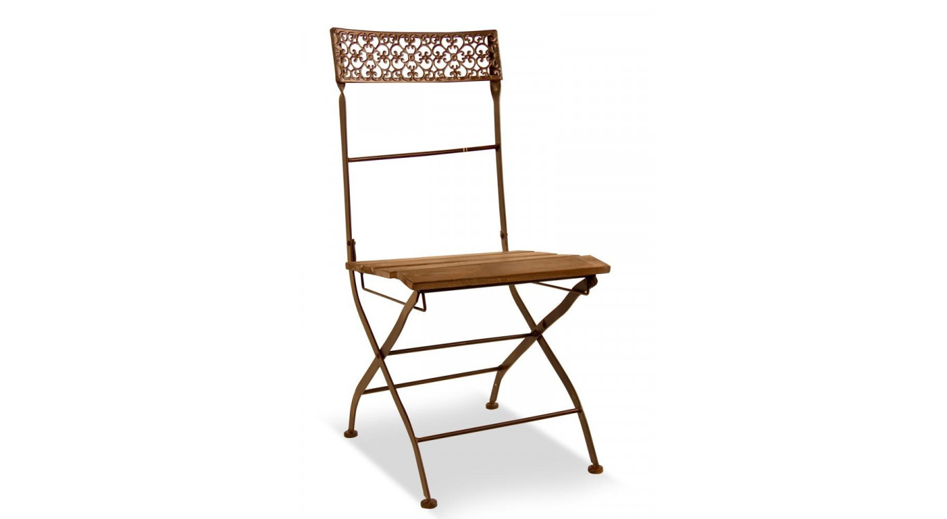 Chaise Bois Fer Forgé Marron 40x50.5x92.5cm