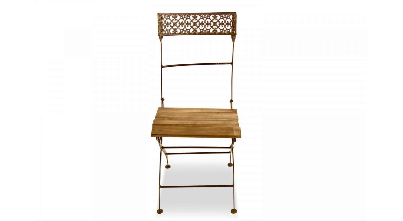 Chaise Bois Fer Forgé Marron 40x50.5x92.5cm