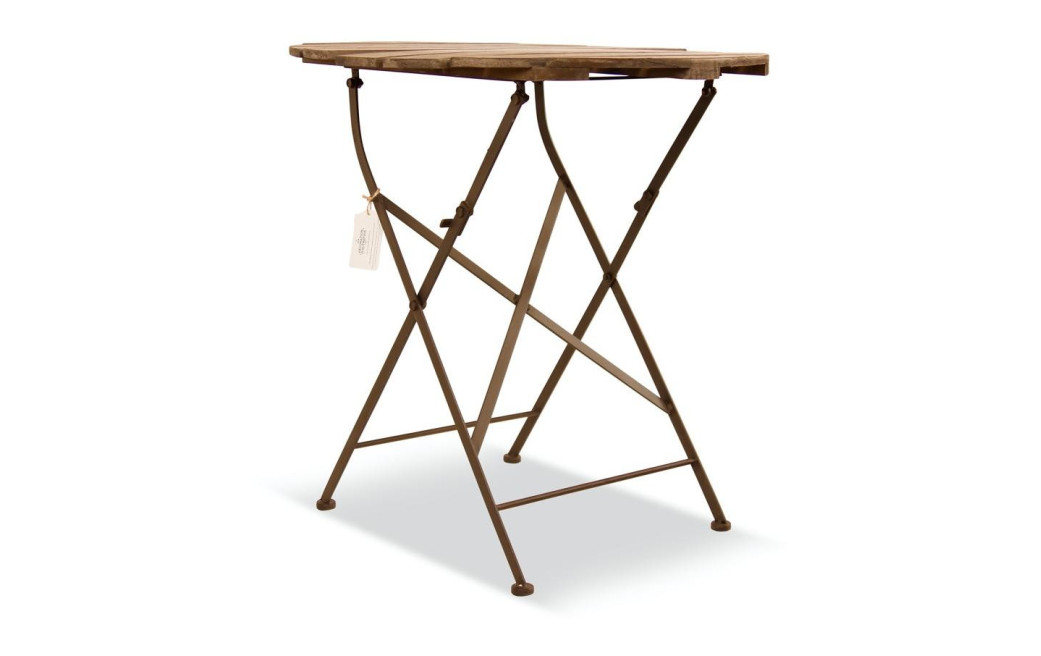 Table Ronde Bois Fer Forgé Marron 70x70x73cm