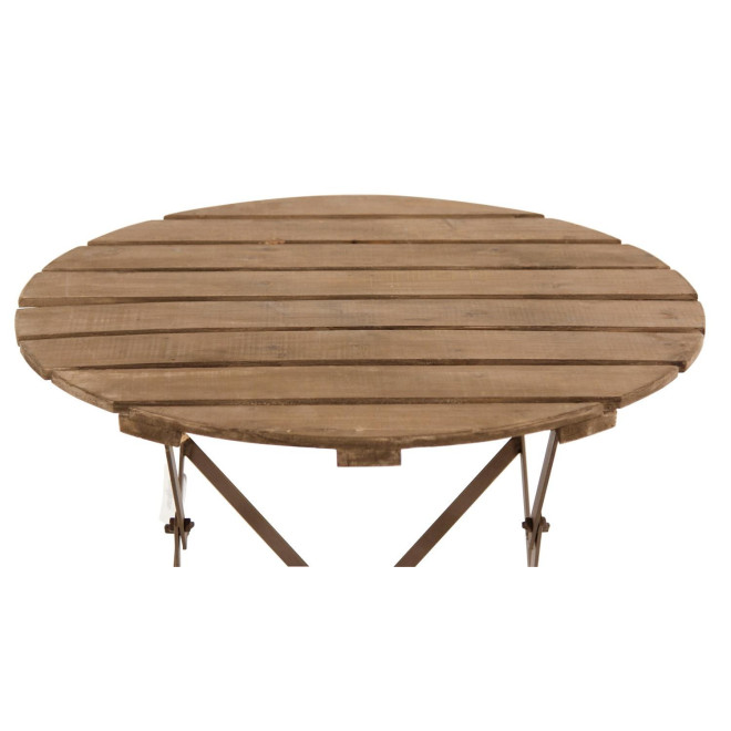 Table Ronde Bois Fer Forgé Marron 70x70x73cm