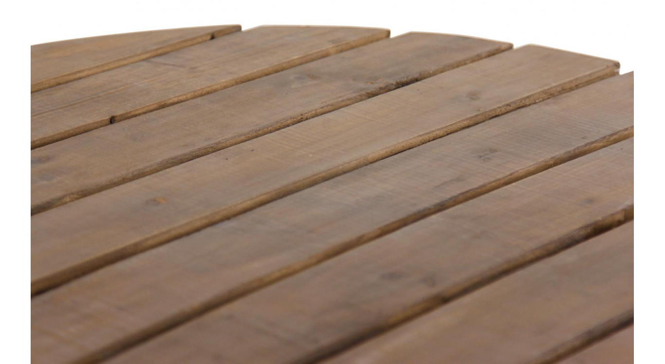 Table Ronde Bois Fer Forgé Marron 70x70x73cm