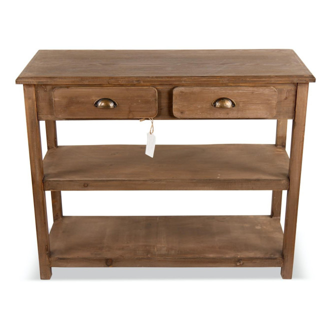 Meuble Console Drapier Bois 2 Tiroirs 100x40x80.5cm