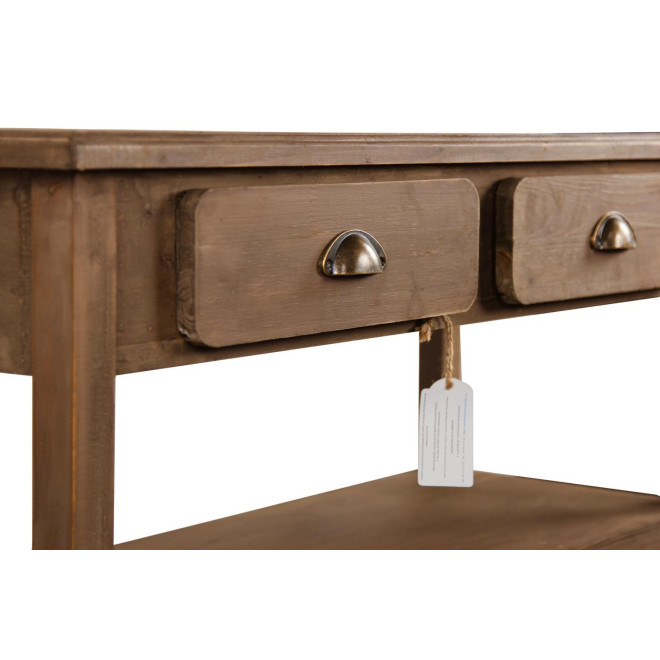 Meuble Console Drapier Bois 2 Tiroirs 100x40x80.5cm