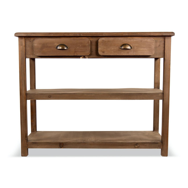 Meuble Console Drapier Bois 2 Tiroirs 100x40x80.5cm