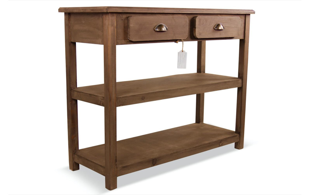 Meuble Console Drapier Bois 2 Tiroirs 100x40x80.5cm