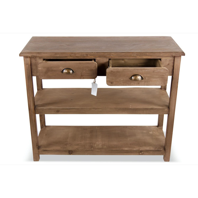 Meuble Console Drapier Bois 2 Tiroirs 100x40x80.5cm