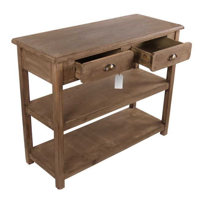 Meuble Console Drapier Bois 2 Tiroirs 100x40x80.5cm