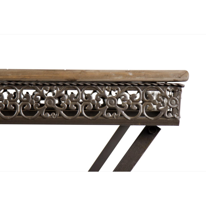 Table Carré Bois Fer Forgé Marron 61x61x81.5cm