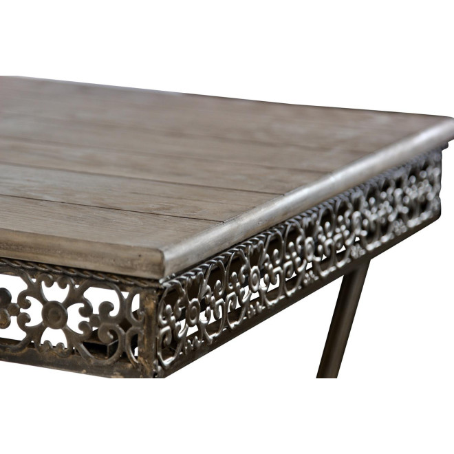 Table Carré Bois Fer Forgé Marron 61x61x81.5cm