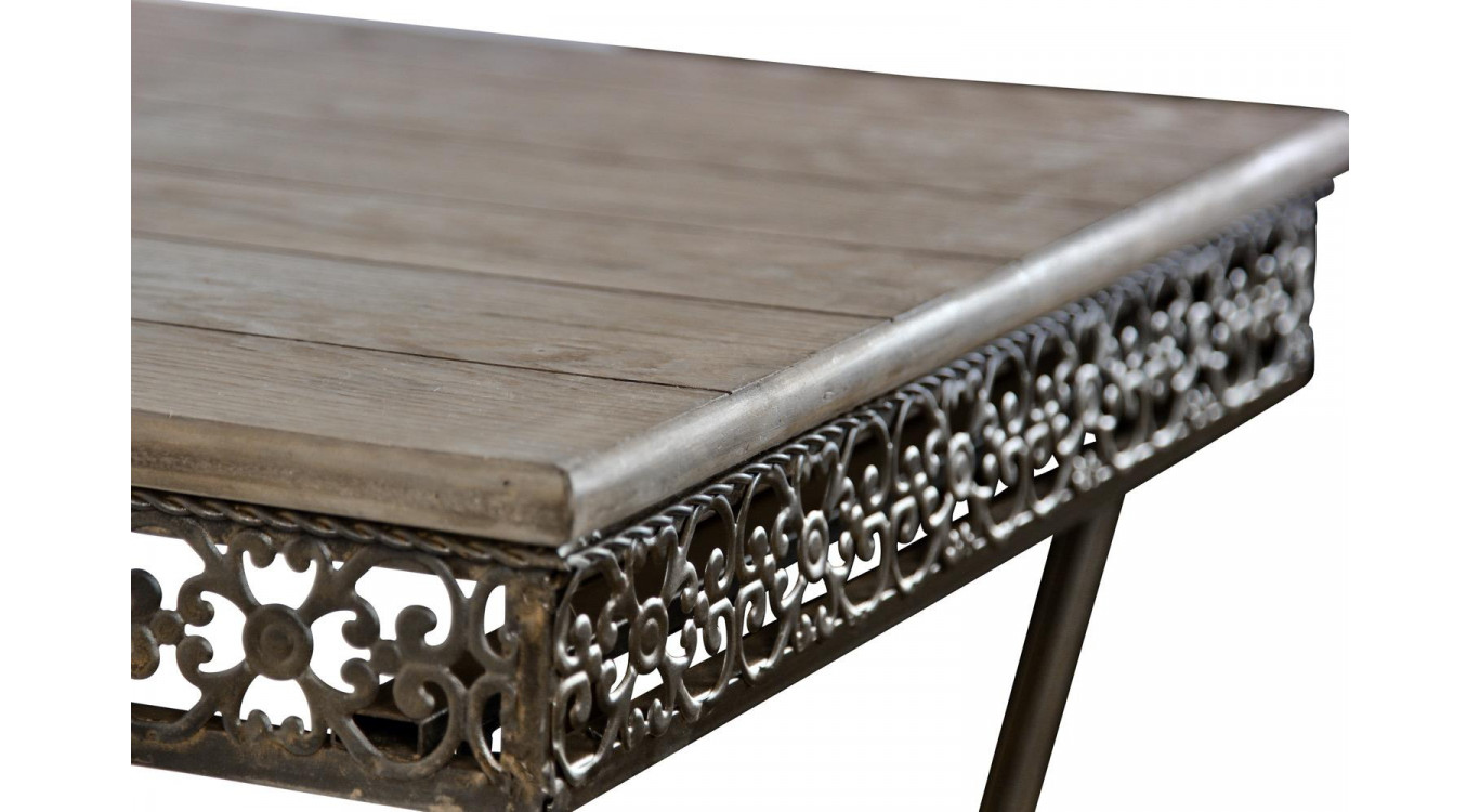 Table Carré Bois Fer Forgé Marron 61x61x81.5cm