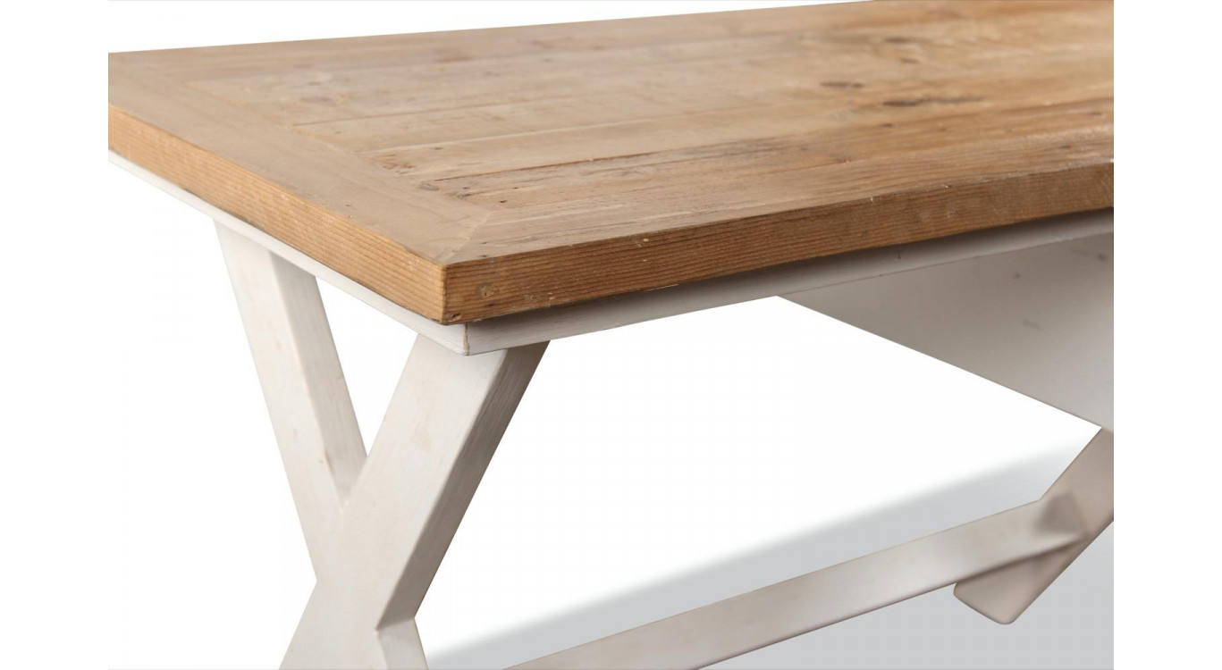 Meuble Bureau Bois Blanc Césuré 2 Tiroirs 130x66x80cm