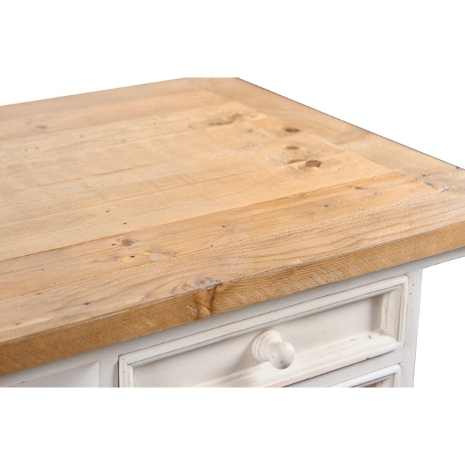 Bureau Bois Blanc Césuré 2 Tiroirs 130x66x80cm