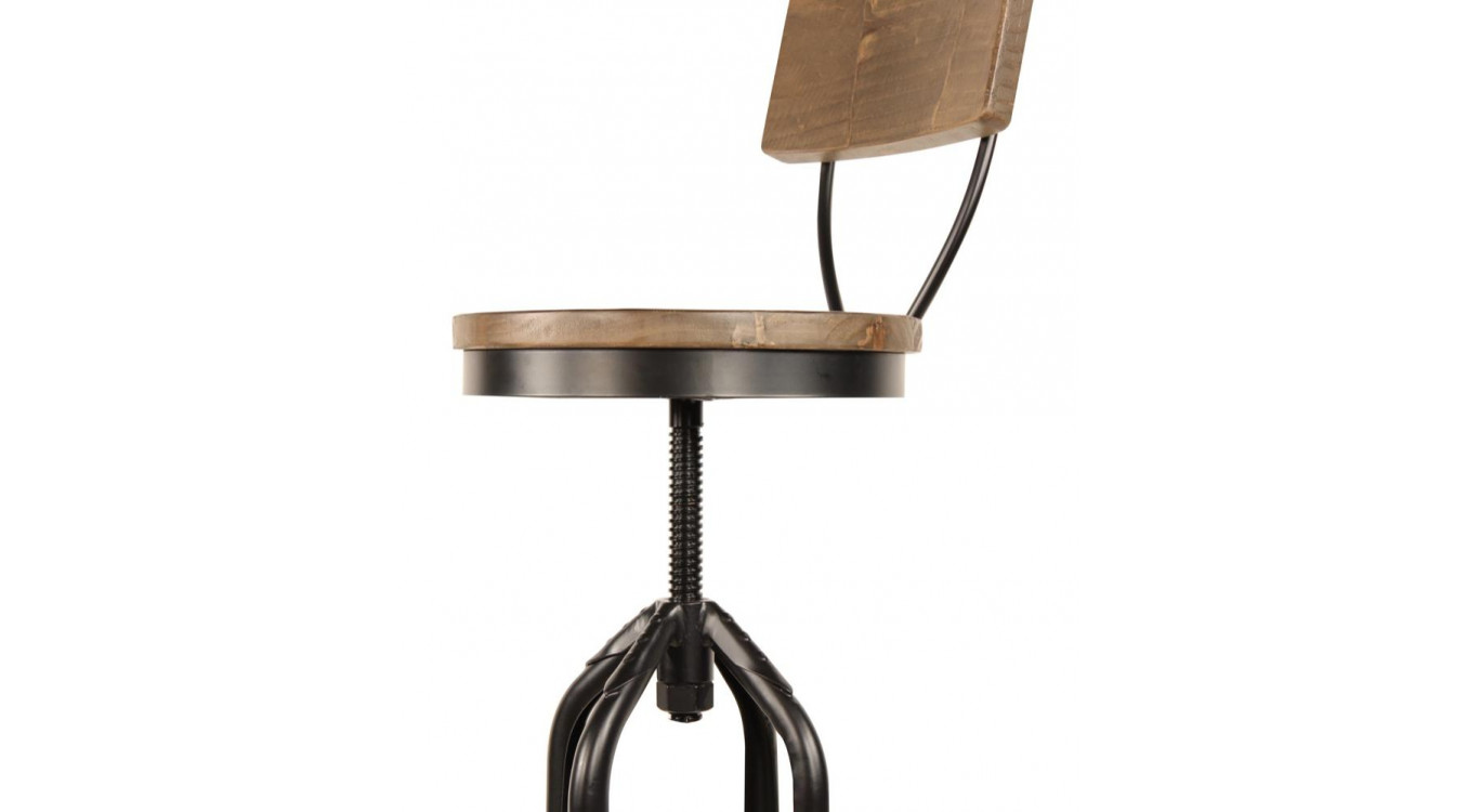 Chaise Haute Tabouret Bois Fer Forgé 40.5x40.5x102cm