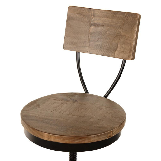 Chaise Haute Tabouret Bois Fer Forgé 40.5x40.5x102cm
