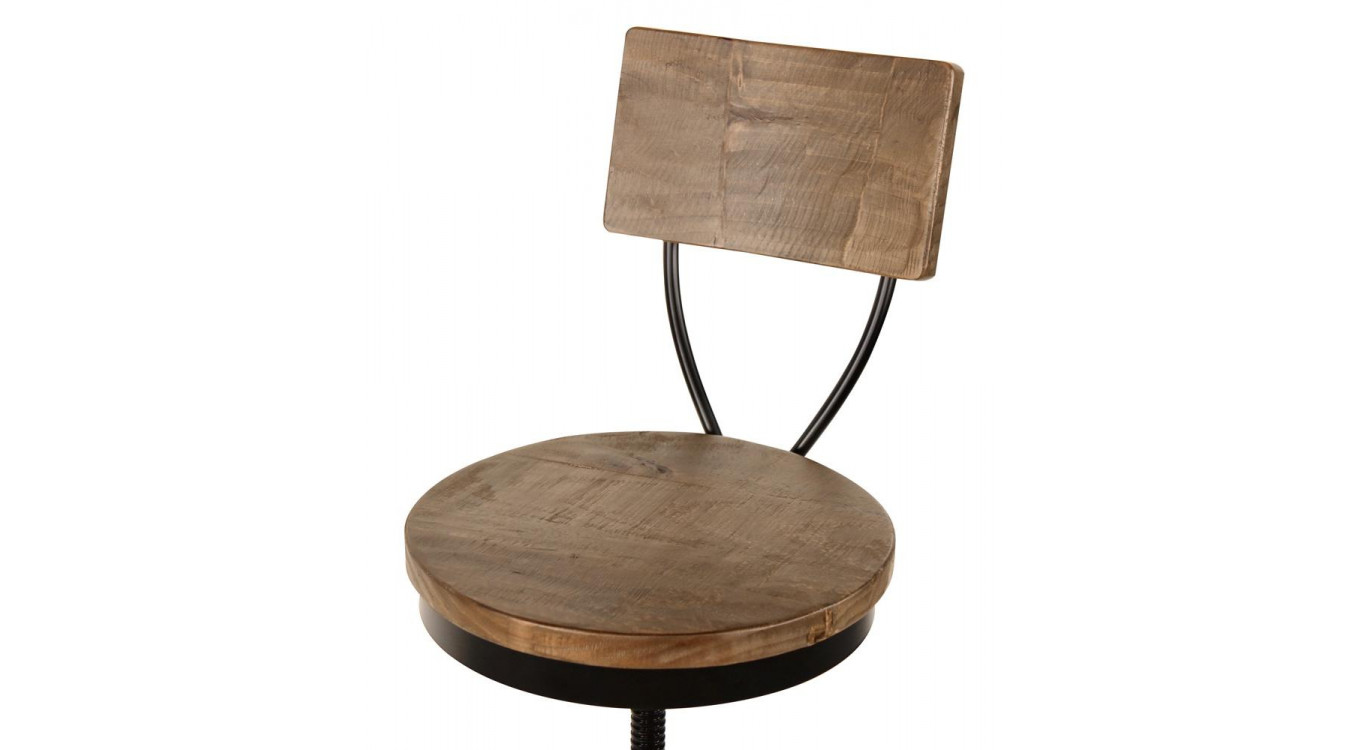 Chaise Haute Tabouret Bois Fer Forgé 40.5x40.5x102cm