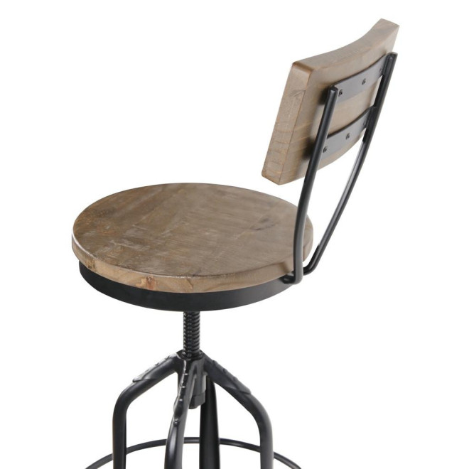 Chaise Haute Tabouret Bois Fer Forgé 40.5x40.5x102cm