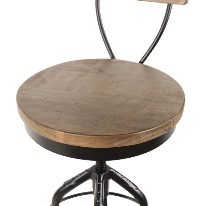 Chaise Haute Tabouret Bois Fer Forgé 40.5x40.5x102cm