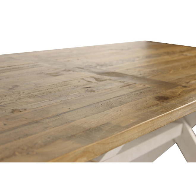 Table Rectangulaire Bois Blanc Césuré 234x93.5x79cm