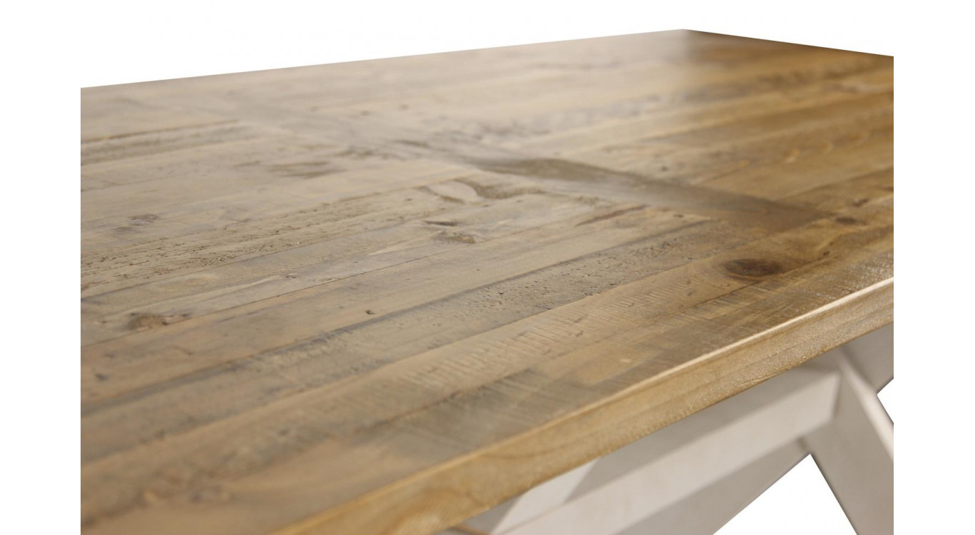 Table Rectangulaire Bois Blanc Césuré 234x93.5x79cm
