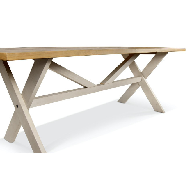 Table Rectangulaire Bois Blanc Césuré 234x93.5x79cm