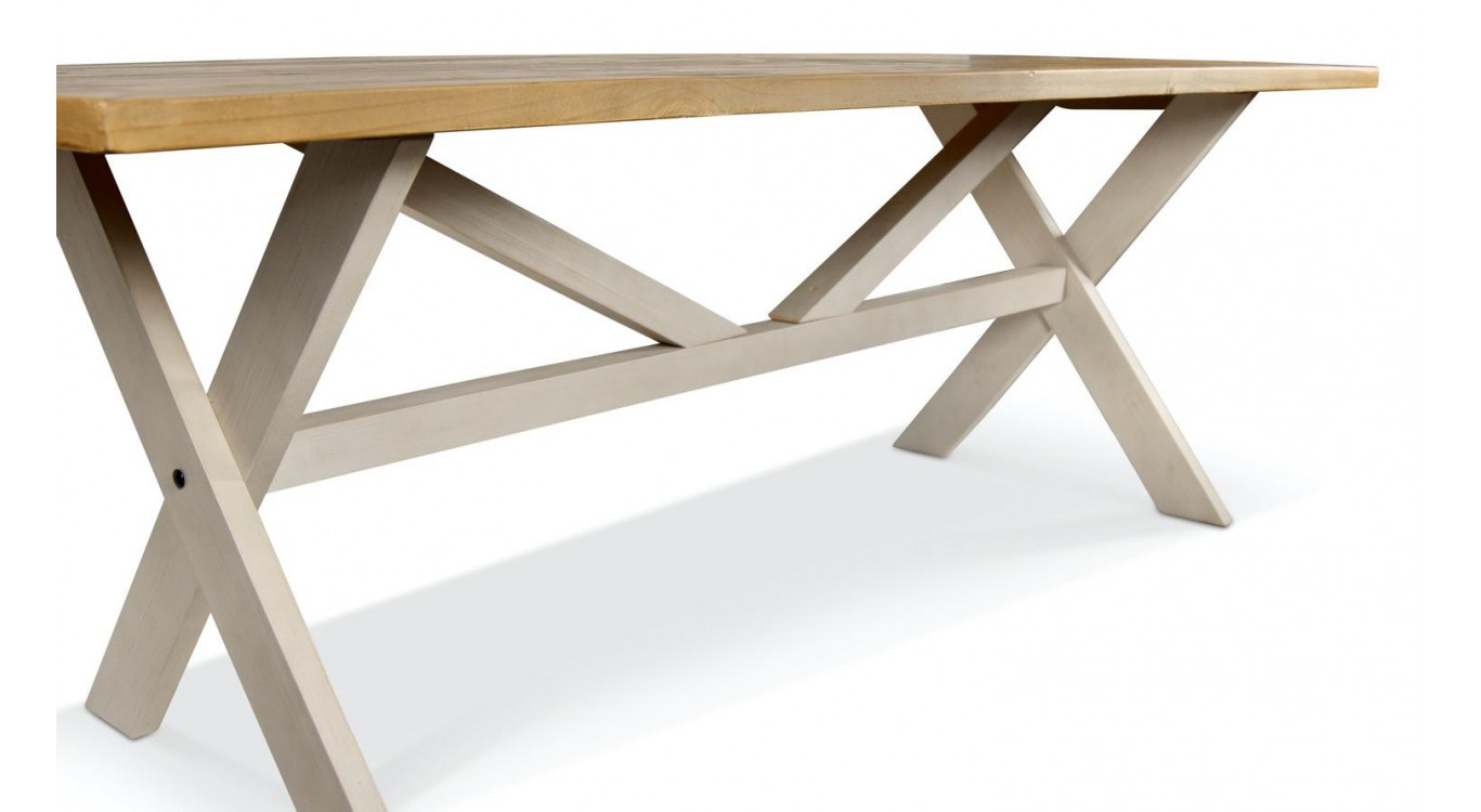 Table Rectangulaire Bois Blanc Césuré 234x93.5x79cm