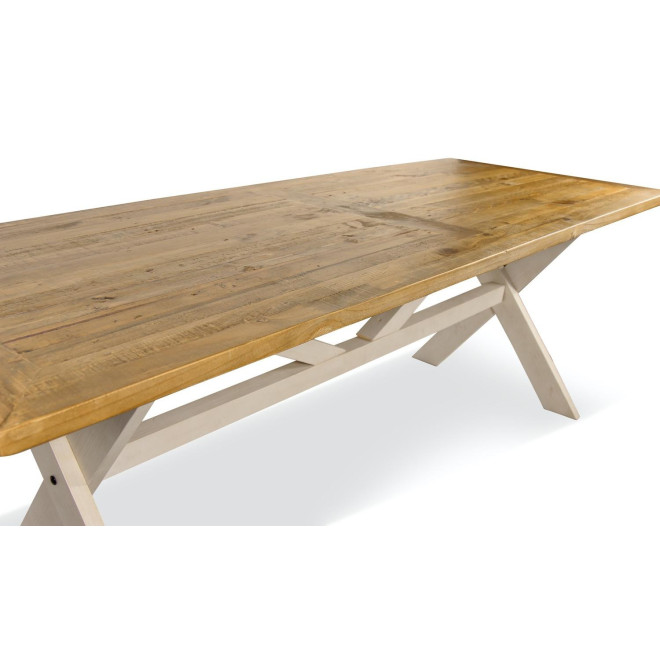 Table Rectangulaire Bois Blanc Césuré 234x93.5x79cm