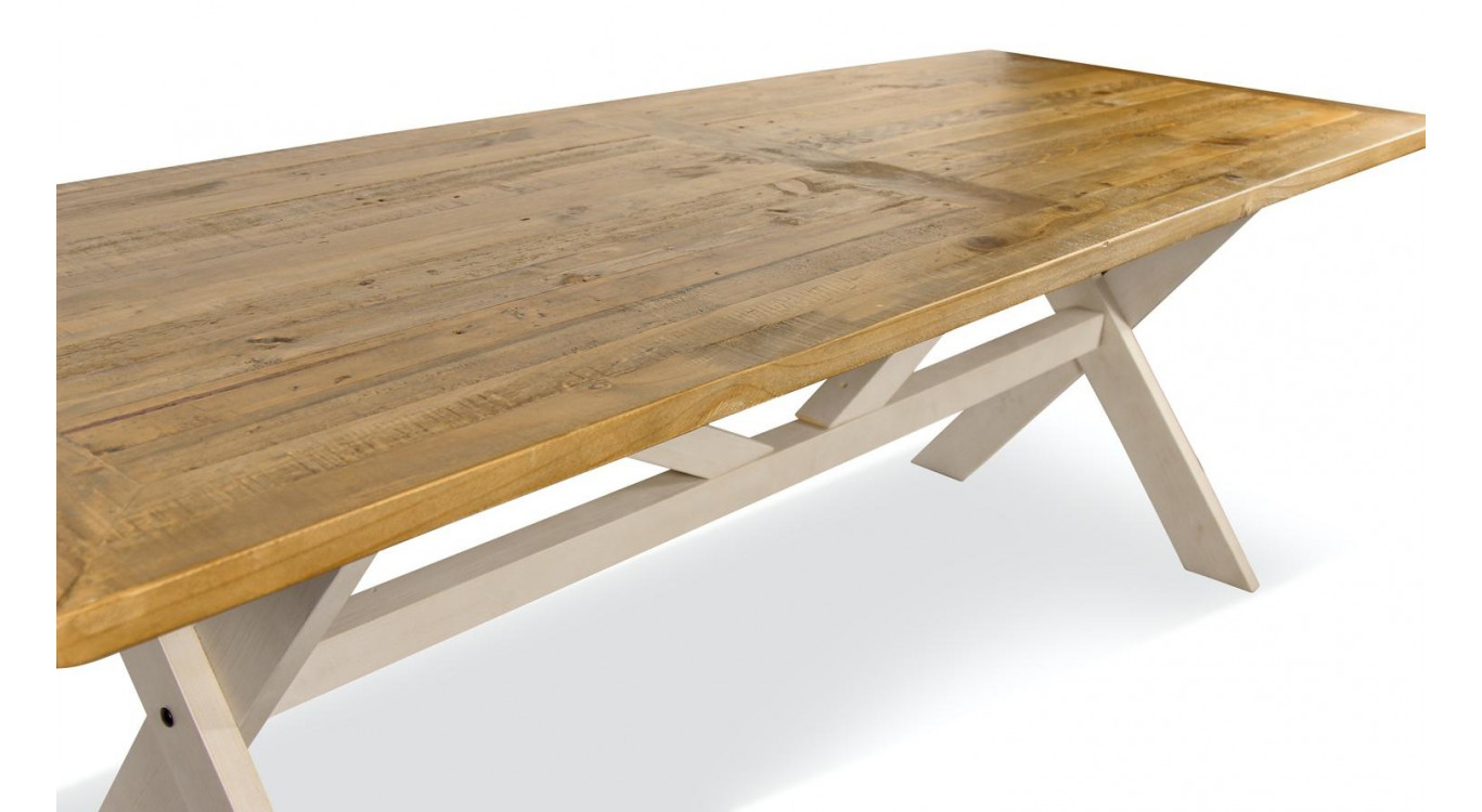 Table Rectangulaire Bois Blanc Césuré 234x93.5x79cm