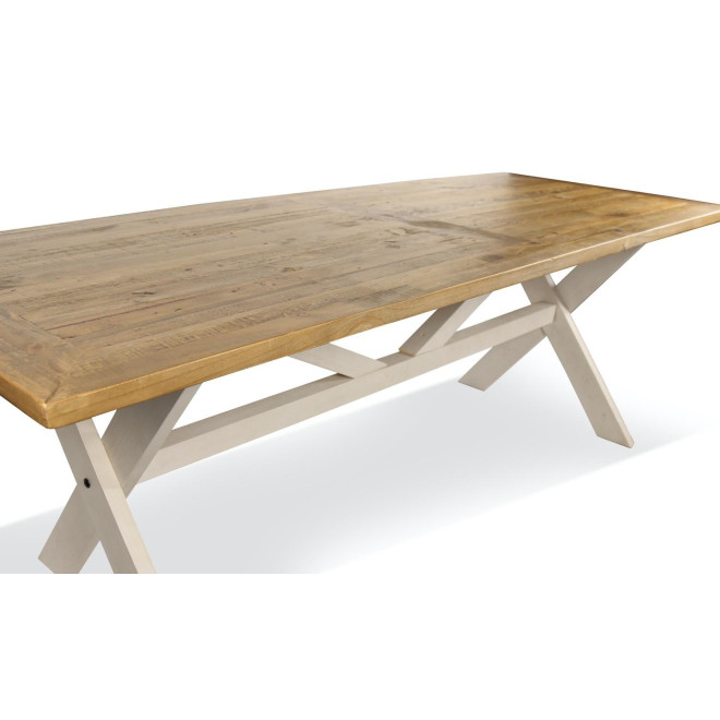 Table Rectangulaire Bois Blanc Césuré 234x93.5x79cm