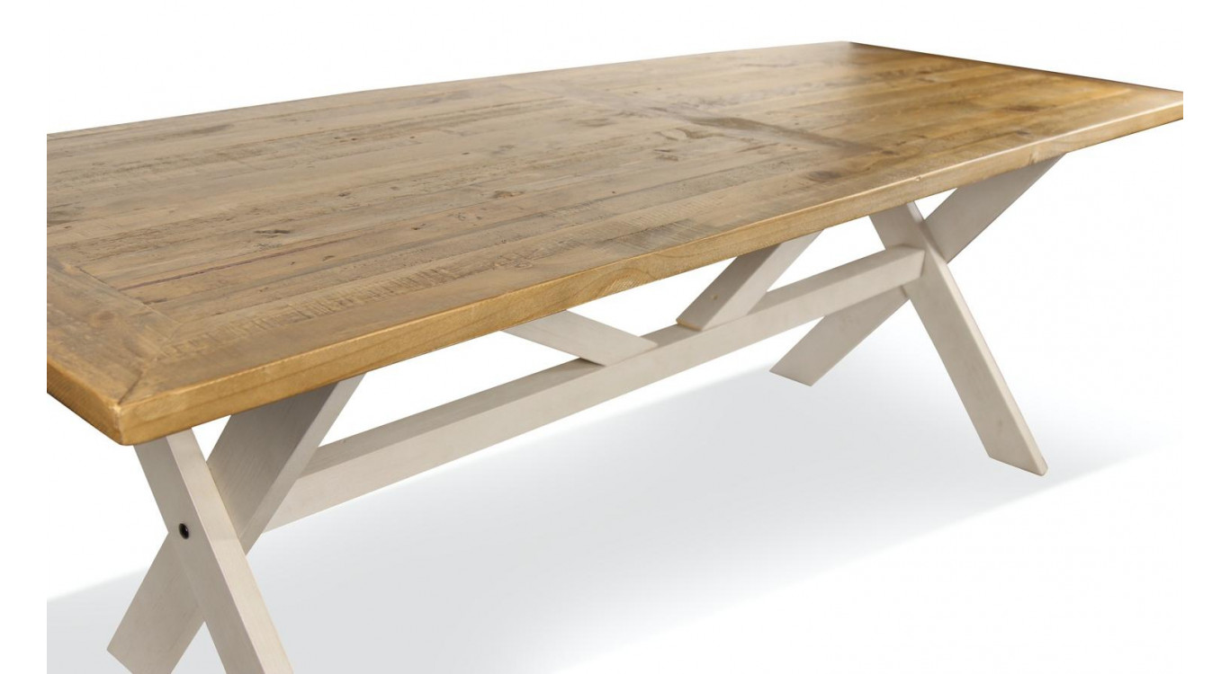 Table Rectangulaire Bois Blanc Césuré 234x93.5x79cm