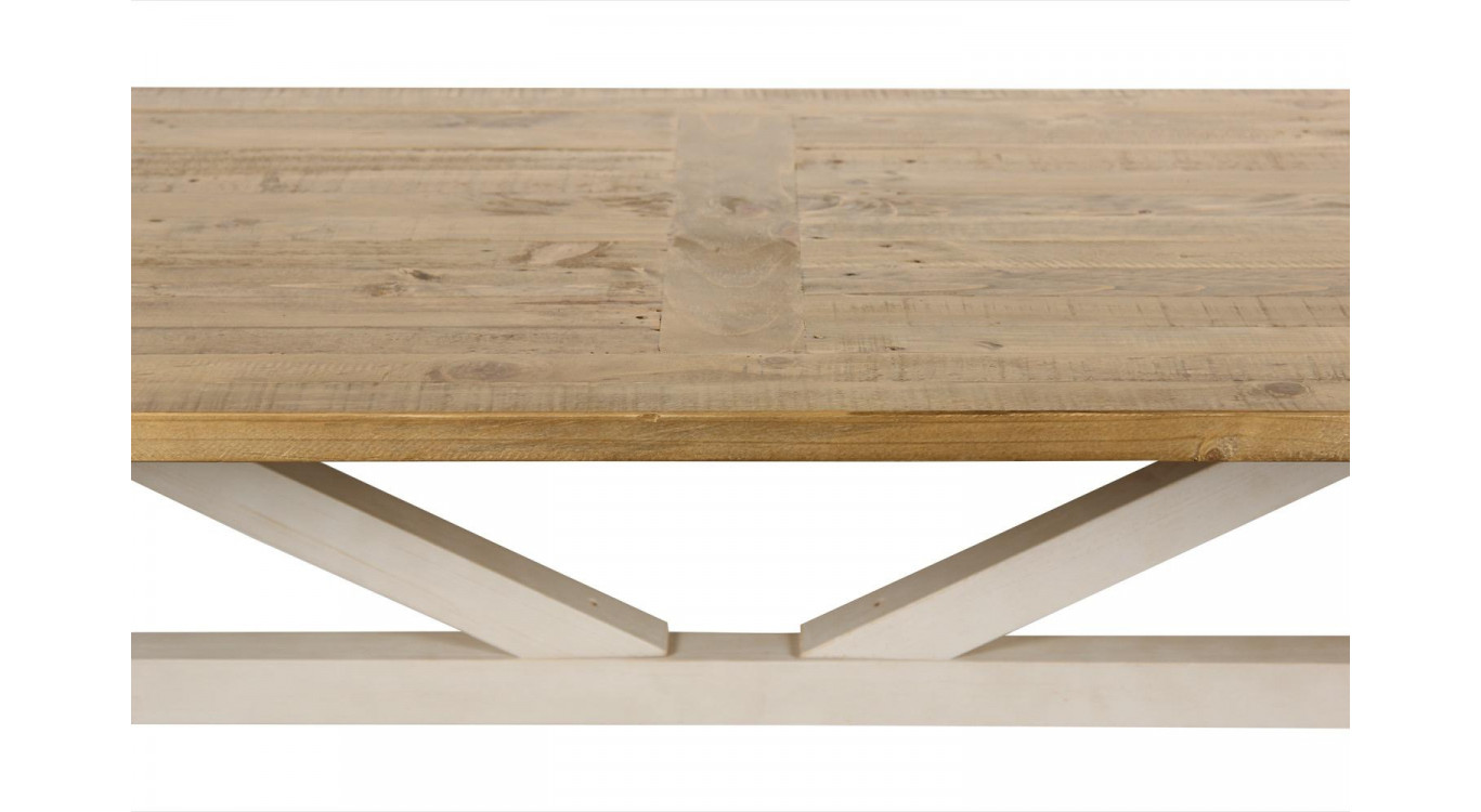 Table Rectangulaire Bois Blanc Césuré 234x93.5x79cm