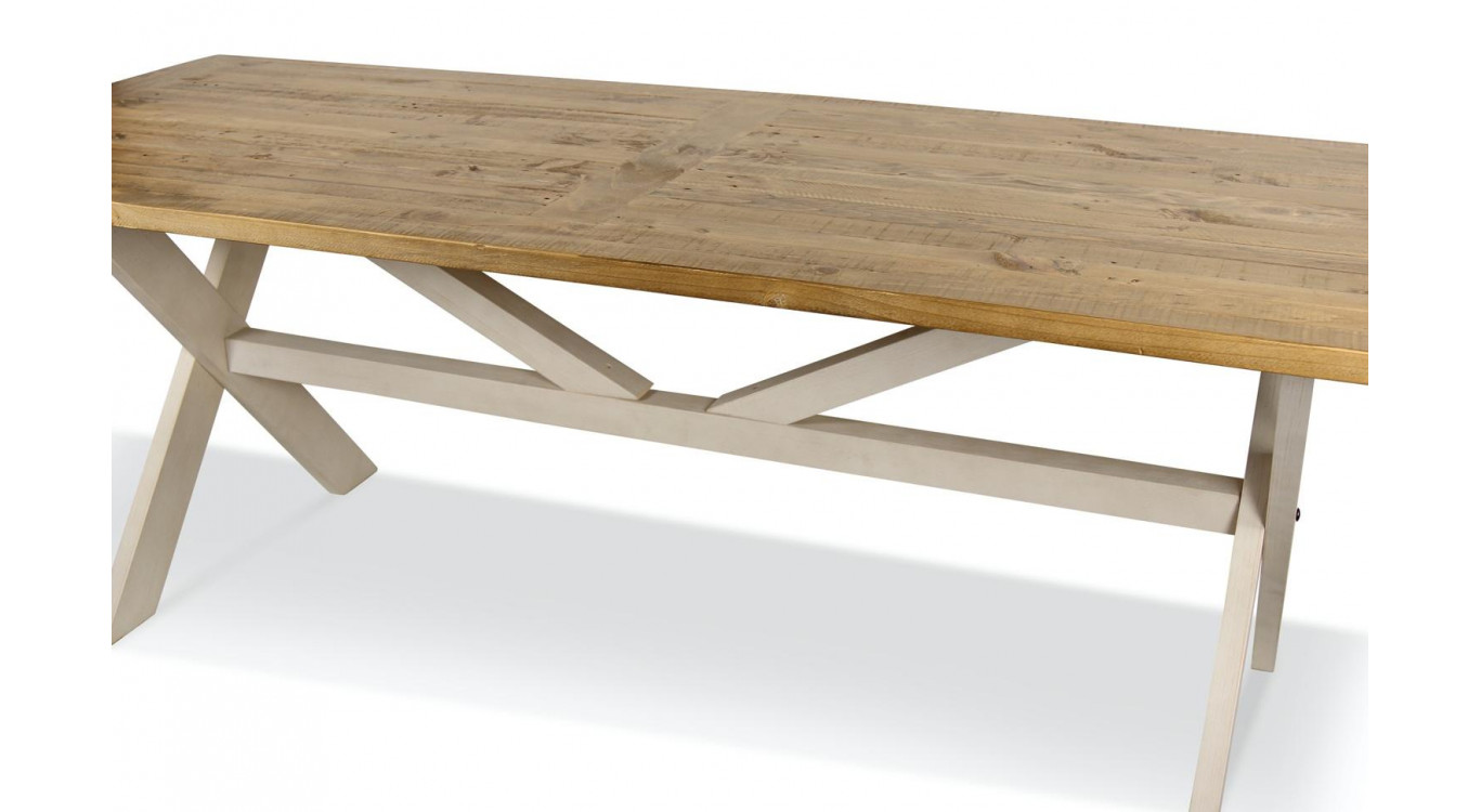 Table Rectangulaire Bois Blanc Césuré 234x93.5x79cm