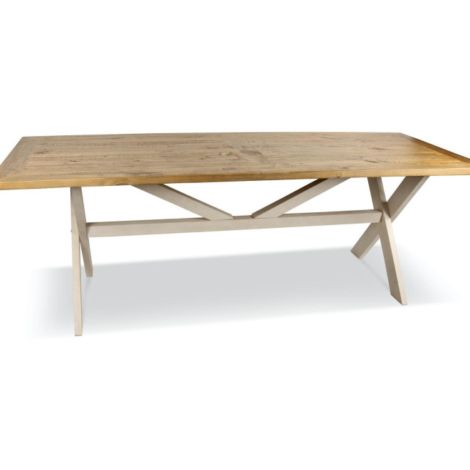 Table Rectangulaire Bois Blanc Césuré 234x93.5x79cm