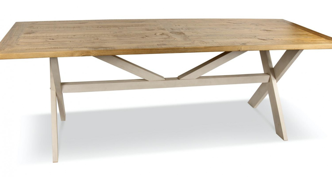 Table Rectangulaire Bois Blanc Césuré 234x93.5x79cm