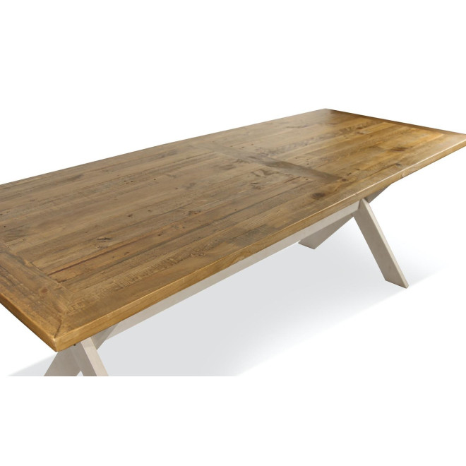 Table Rectangulaire Bois Blanc Césuré 234x93.5x79cm