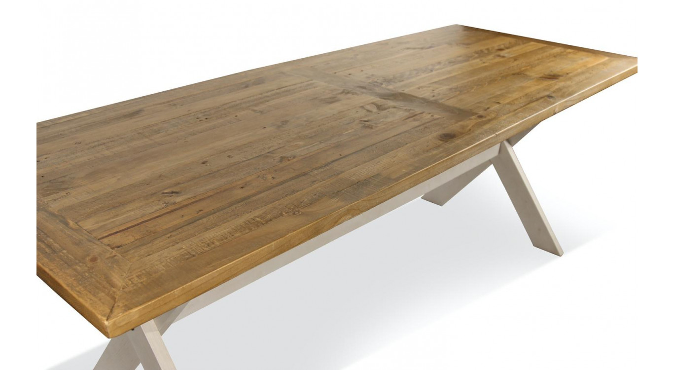 Rechteckiger Holztisch Weiß Zesuriert 234x93.5x79cm