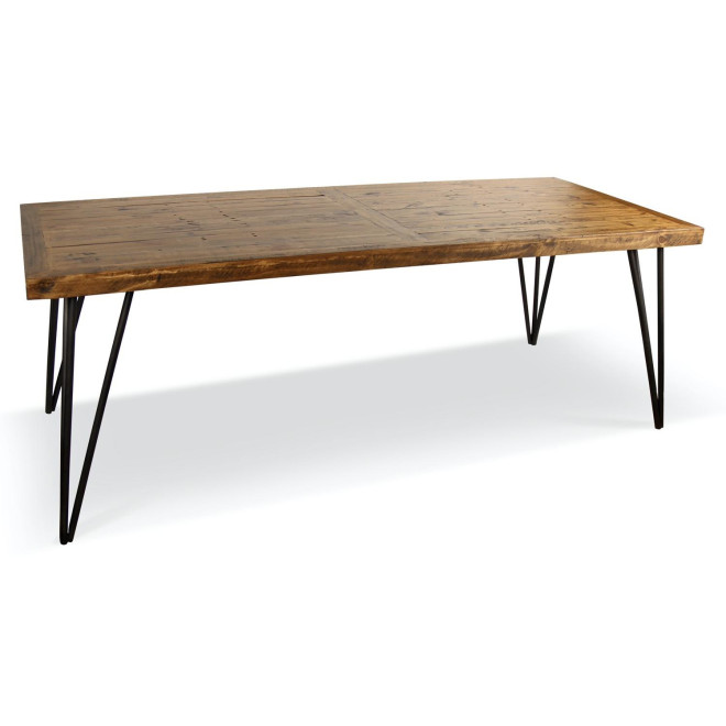 Table Rectangulaire Bois Fer Forgé Marron 220x90x80cm
