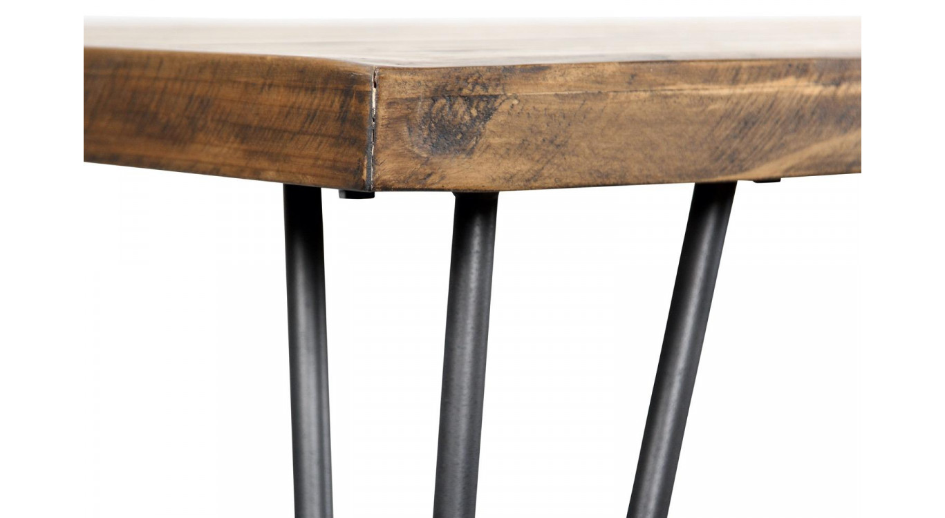 Table Rectangulaire Bois Fer Forgé Marron 220x90x80cm