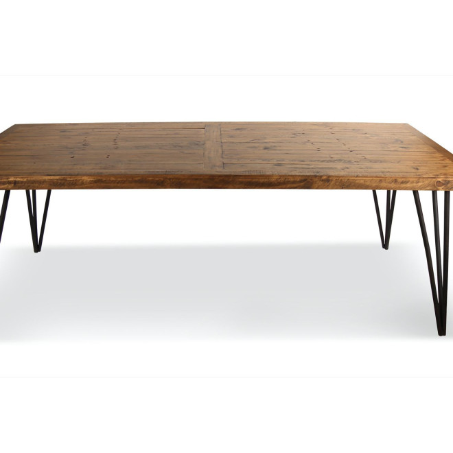 Rechteckiger Tisch Holz Schmiedeeisen Braun 220x90x80cm