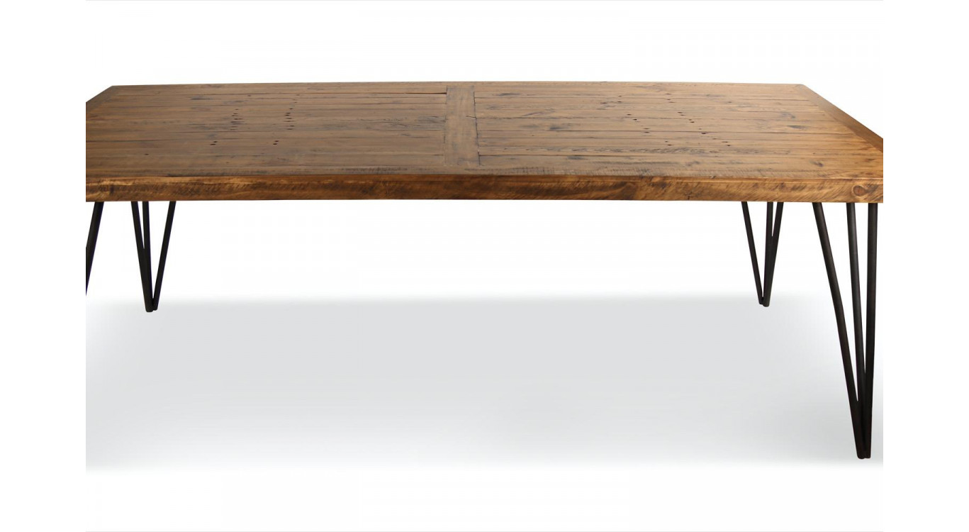 Rechteckiger Tisch Holz Schmiedeeisen Braun 220x90x80cm