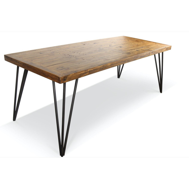 Table Rectangulaire Bois Fer Forgé Marron 220x90x80cm