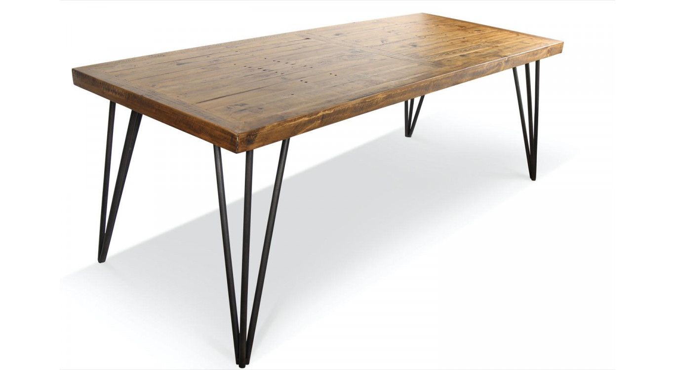 Rechteckiger Tisch Holz Schmiedeeisen Braun 220x90x80cm