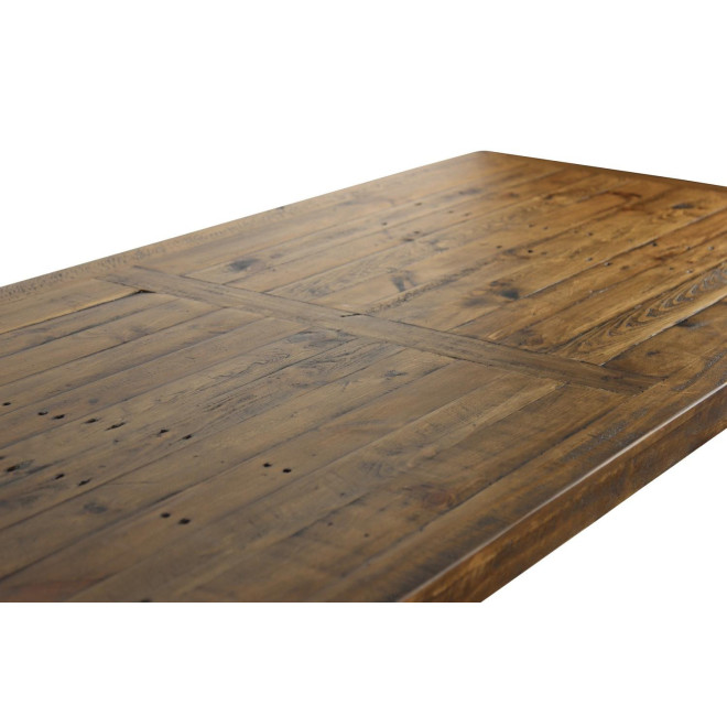 Table Rectangulaire Bois Fer Forgé Marron 220x90x80cm
