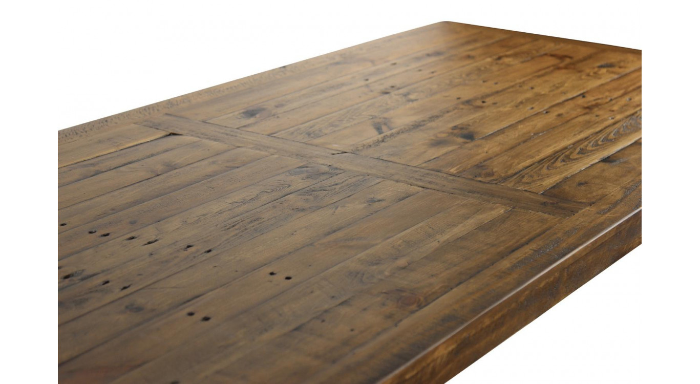 Rechteckiger Tisch Holz Schmiedeeisen Braun 220x90x80cm