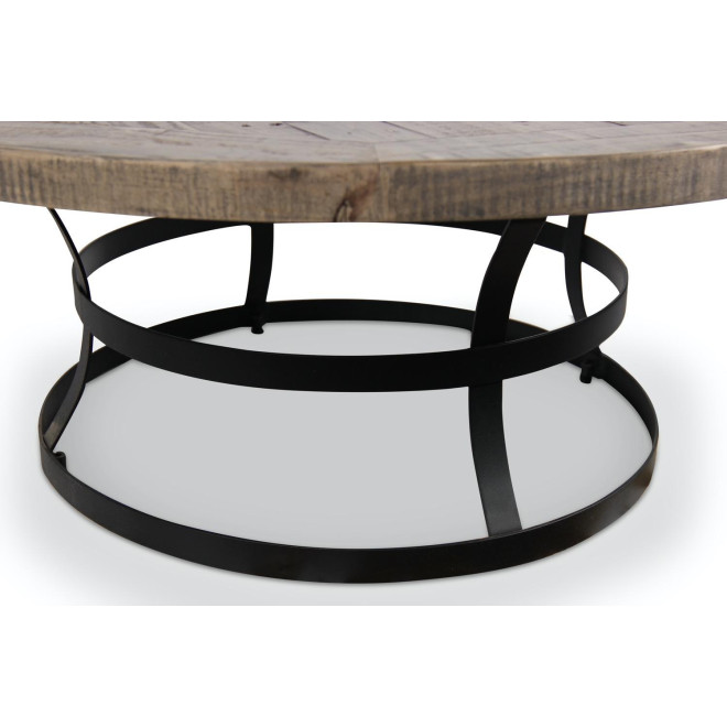 Table Basse Ronde Bois Marron 100x100x40.5cm