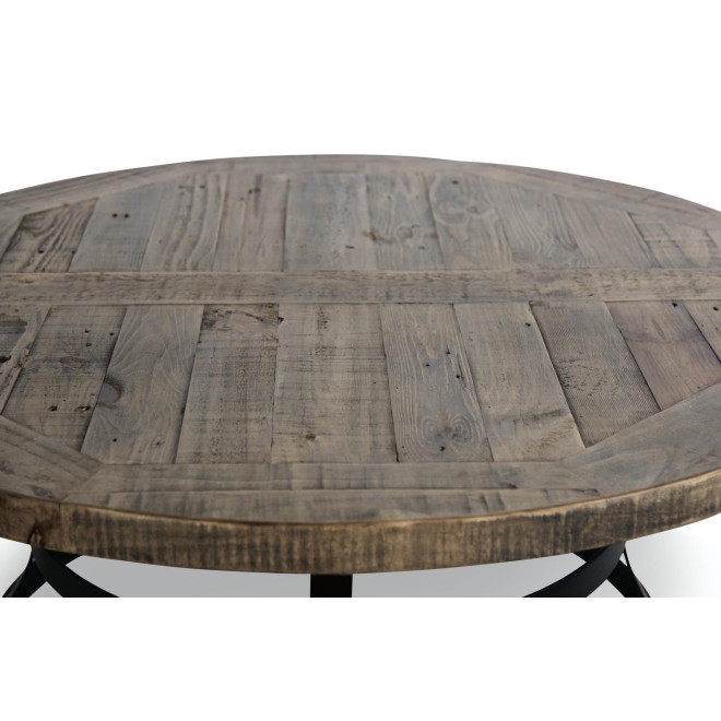 Table Basse Ronde Bois Marron 100x100x40.5cm