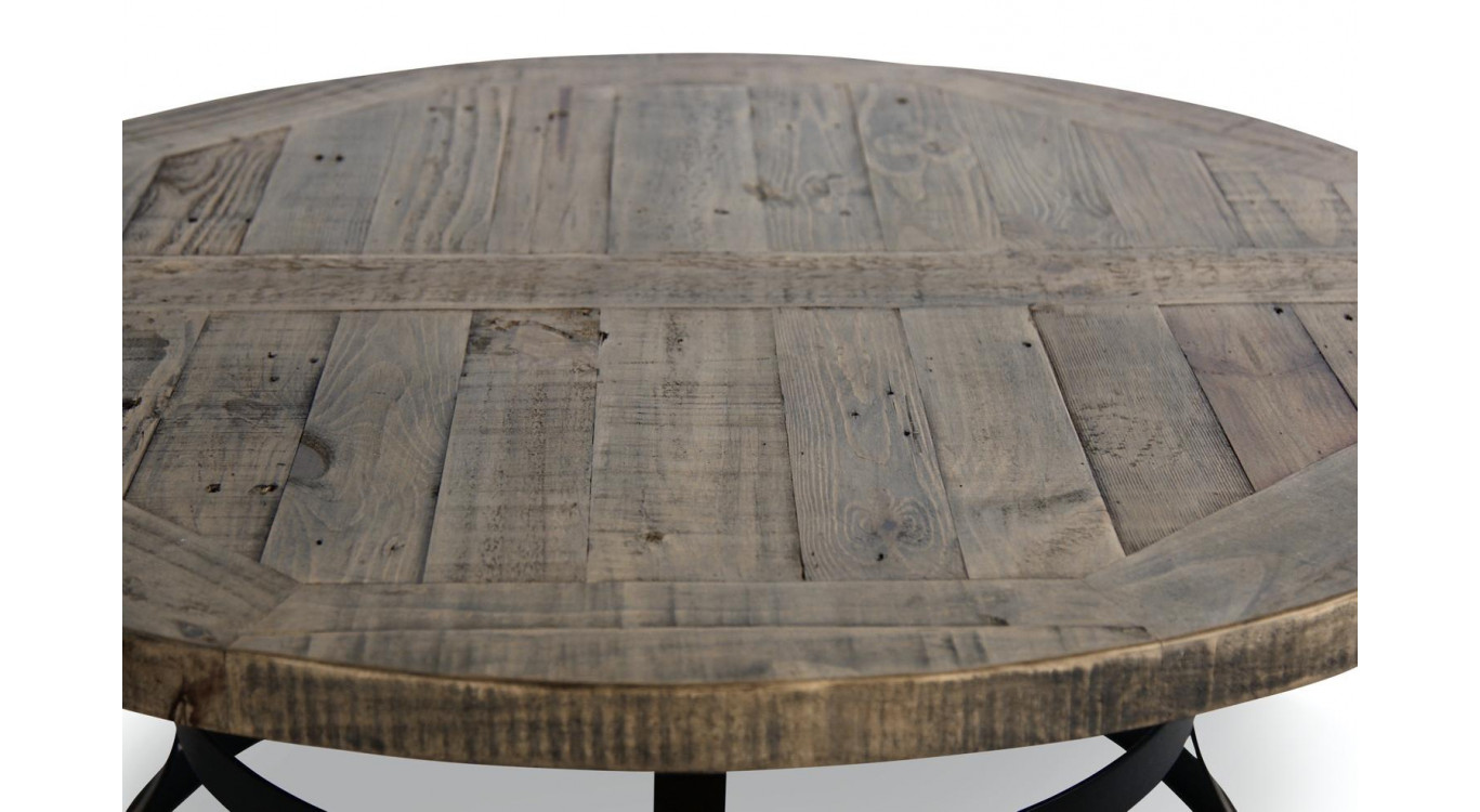 Table Basse Ronde Bois Marron 100x100x40.5cm