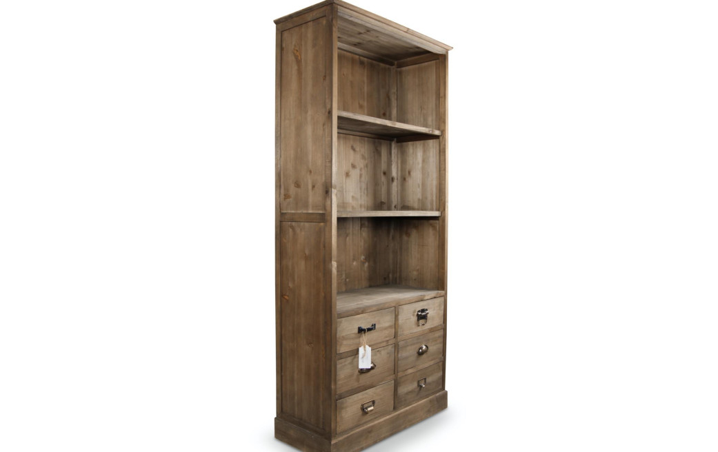 Buffet Vaisselier Rangement Bois 6 Tiroirs 78x34x168cm